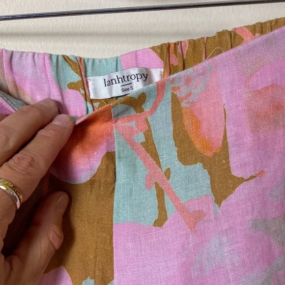 High-Waist Wide-Leg Floral Print Pants - Pink & Brown - Picture 6 of 11